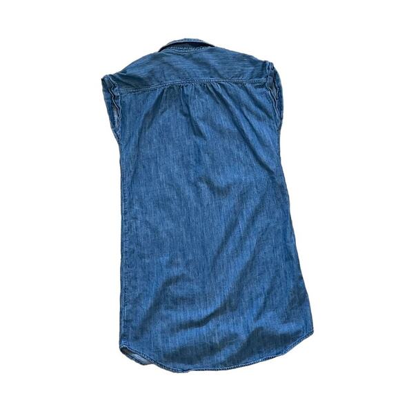 Old Navy Denim Short Sleeve Button Down Collared Shirt Dress, Medium Wash, S - Picture 2 of 11